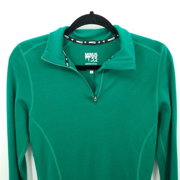 Minus33 100% Merino Midweight 1/4 Zip S Emerald Green #814 - Picture 6 of 16